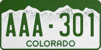 CO license plate AAA301