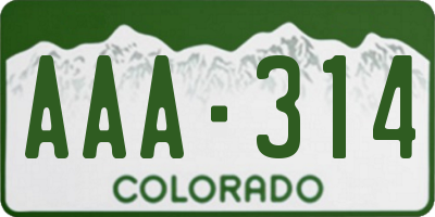 CO license plate AAA314