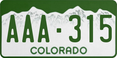 CO license plate AAA315
