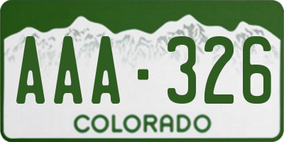 CO license plate AAA326