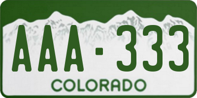 CO license plate AAA333
