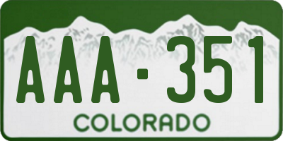 CO license plate AAA351