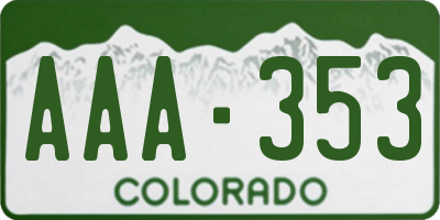 CO license plate AAA353