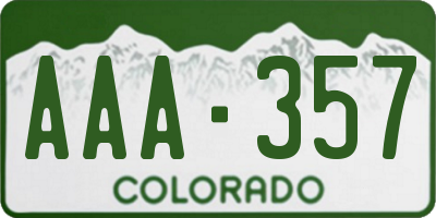 CO license plate AAA357
