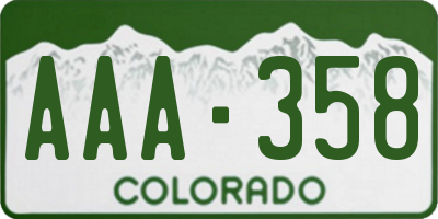 CO license plate AAA358