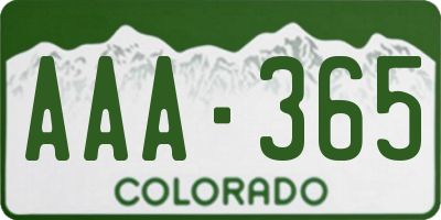 CO license plate AAA365