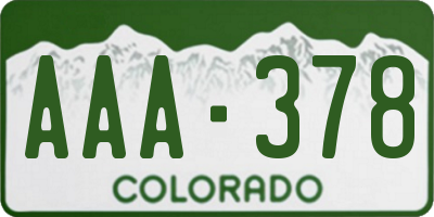 CO license plate AAA378