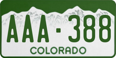 CO license plate AAA388