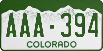 CO license plate AAA394
