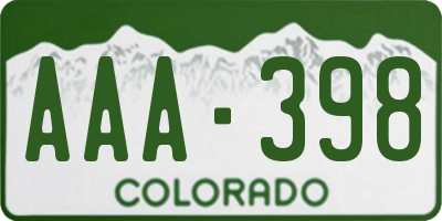 CO license plate AAA398