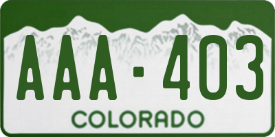 CO license plate AAA403