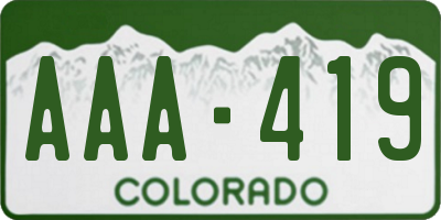 CO license plate AAA419