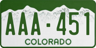 CO license plate AAA451