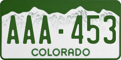 CO license plate AAA453