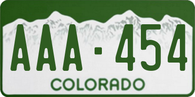 CO license plate AAA454