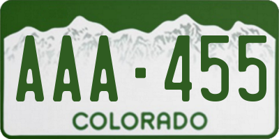 CO license plate AAA455