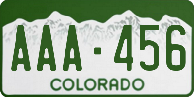CO license plate AAA456