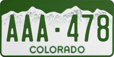 CO license plate AAA478