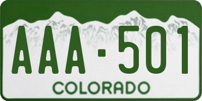 CO license plate AAA501