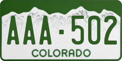 CO license plate AAA502