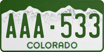 CO license plate AAA533
