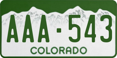 CO license plate AAA543