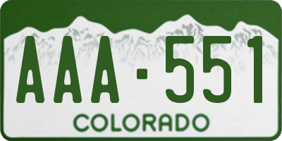 CO license plate AAA551