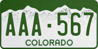 CO license plate AAA567