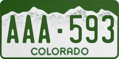 CO license plate AAA593