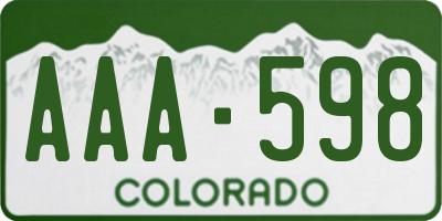 CO license plate AAA598