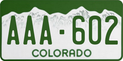 CO license plate AAA602