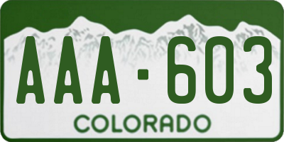 CO license plate AAA603