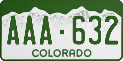CO license plate AAA632