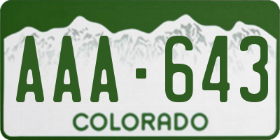 CO license plate AAA643