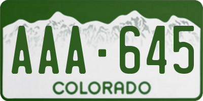 CO license plate AAA645