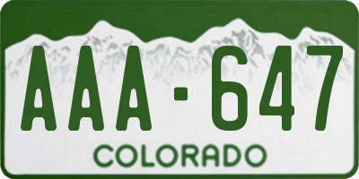 CO license plate AAA647