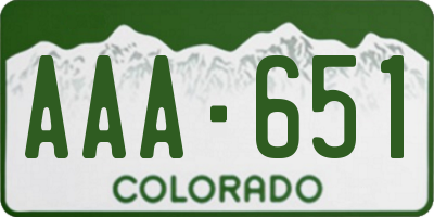 CO license plate AAA651