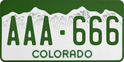 CO license plate AAA666