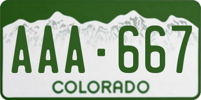 CO license plate AAA667