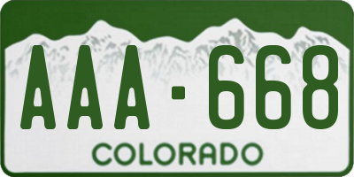 CO license plate AAA668