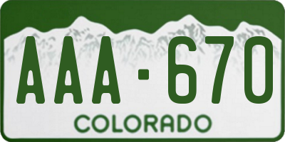 CO license plate AAA670