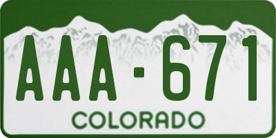 CO license plate AAA671