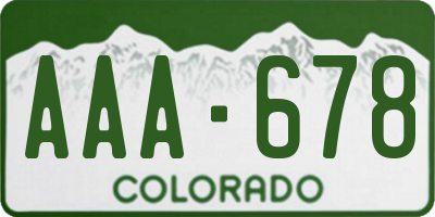 CO license plate AAA678
