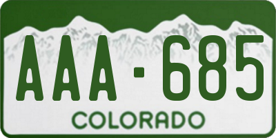 CO license plate AAA685