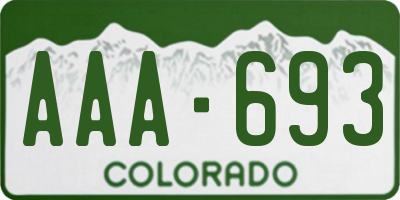 CO license plate AAA693