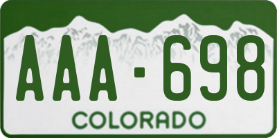 CO license plate AAA698