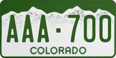 CO license plate AAA700