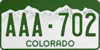 CO license plate AAA702