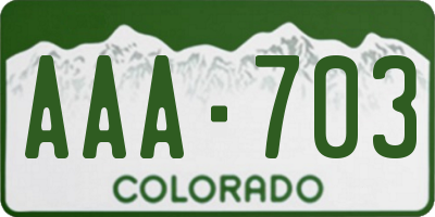 CO license plate AAA703
