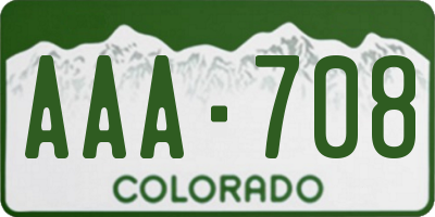 CO license plate AAA708